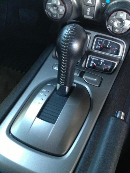 camari gear 10-15 Camaro Leather Auto Shift Knob w/ Bone Stitching